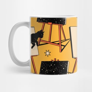 Inspired Black Cat Pattern in yellow Mug